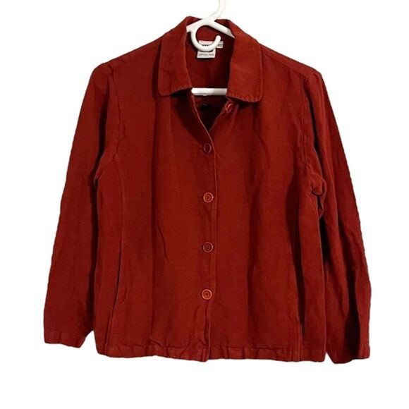 Johnny Was Jackets & Blazers - Johnny Was Collection Red Linen Rayon Collared Button Jacket Blouse Size XS